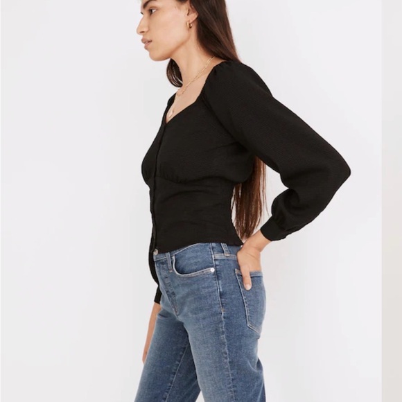 Madewell Black Puff Sleeve Blouse - Picture 2 of 11